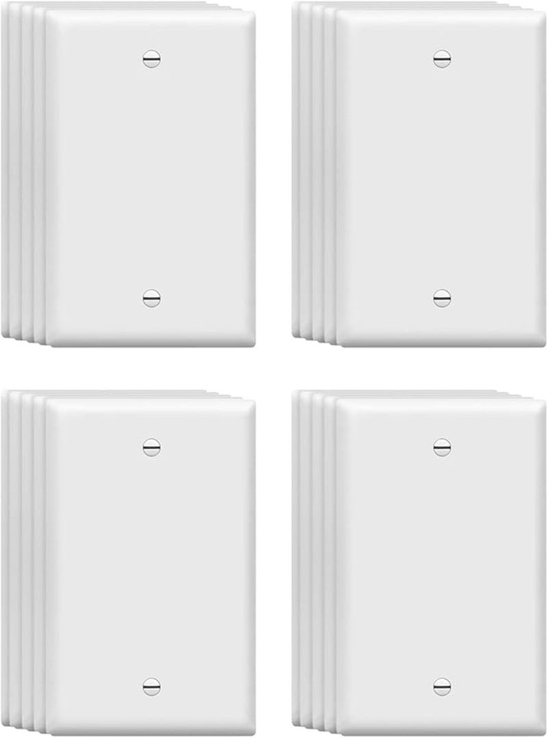 ZEFTV Mid-Size Blank Wall Plates 1-Gang 4.89" x 3.12" blank Switch Outlet Electrical Cover Plate Unbreakable Thermoplastic Faceplate for Light Receptacle Outlet Switch, White (20 Pack) - Image 1